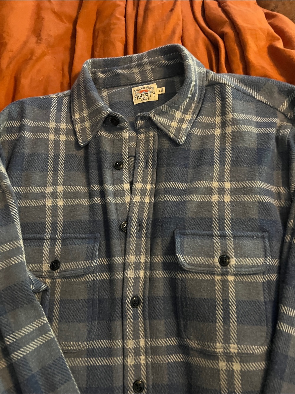 Faherty Blue and Light Gray Plaid Legend Sweater Shirt MXH2205